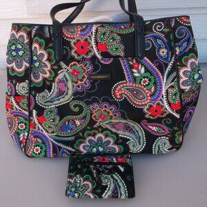 Vera Bradley Floral Bag & Wallet Set — Smooth Zip Hobo + Quilted Snap Wallet